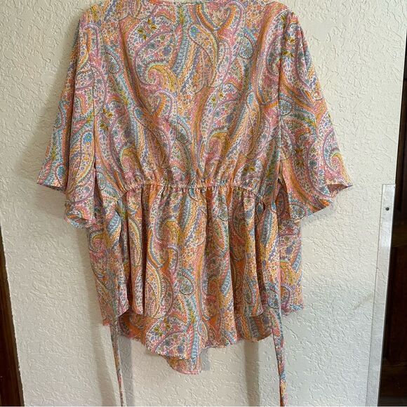 SHEIN VCAY Plus-Size Vacation Casual‎ Paisley Print Short-Sleeved Shirt Size 4X - Picture 7 of 10